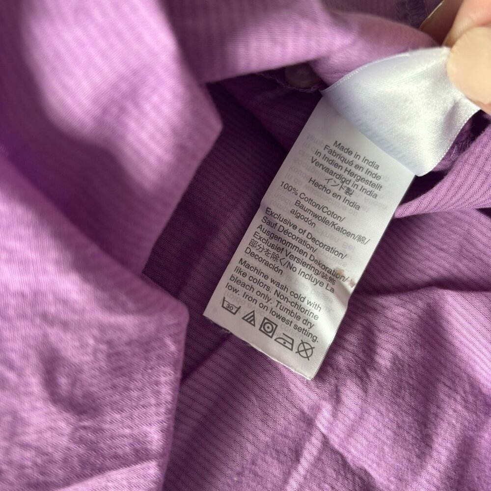 J. CREW Ruffle Sleeve Peasant Blouse Purple Eyelet Top Cottagecore Size L Preppy - Picture 13 of 14